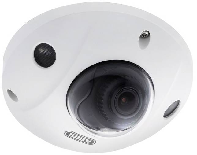 Biała kamera kopułkowa do monitoringu.