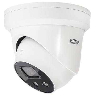 Biała kamera monitoringu z logo Abus, prezentująca dwie soczewki i diody LED na przedniej części obudowy.