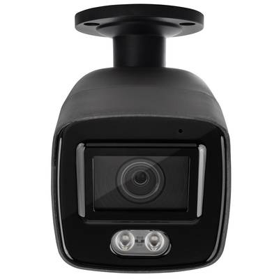 Kamera monitorująca w czarnej obudowie z zintegrowaną lampką LED, sfotografowana od przodu.