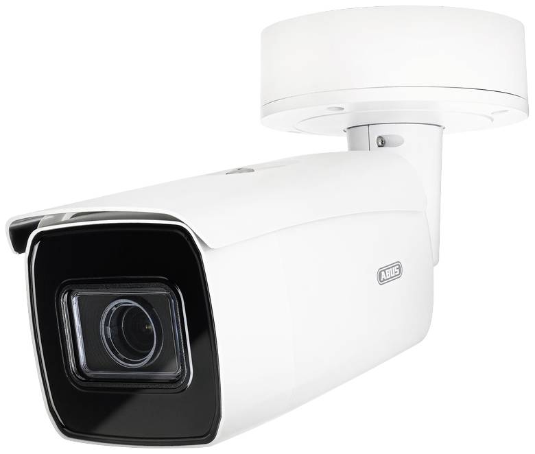 Kamera monitorująca w kolorze białym z dużym obiektywem i uchwytem ściennym, przeznaczona do nadzoru bezpieczeństwa na zewnątrz.