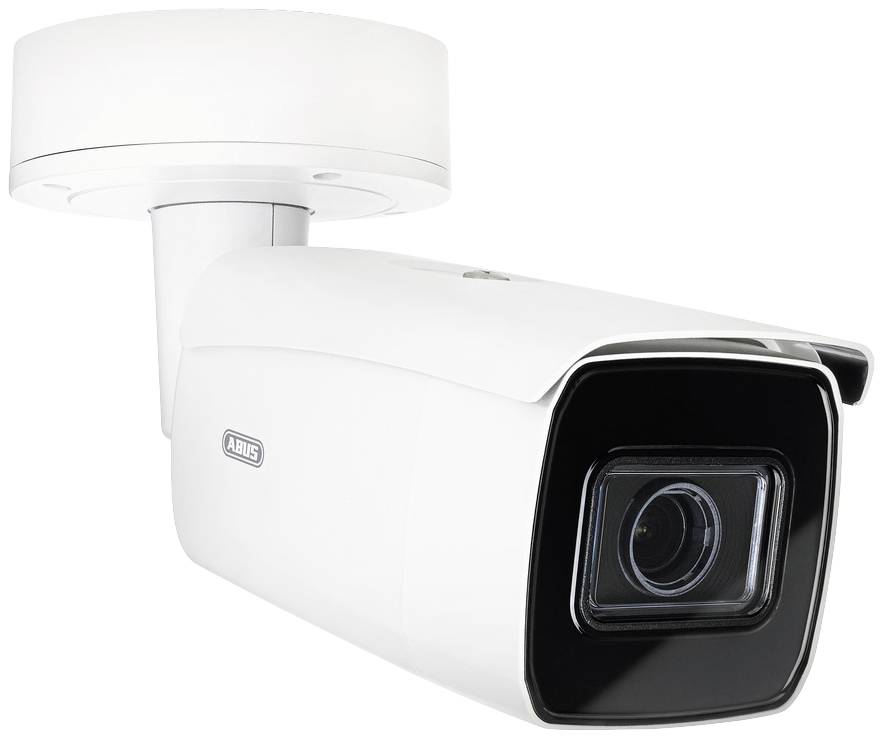 Biało-czarna kamera monitoringu zamontowana na ścianie, z podłączeniem przewodowym z tyłu.