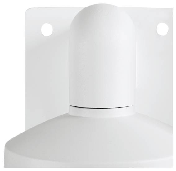 Biały uchwyt sufitowy do urządzeń elektrycznych, przedstawiający górną stronę i punkty mocowania.