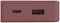 Czerwony, przenośny powerbank z dwoma złączami: USB-C po lewej stronie i USB-A po prawej stronie, przeznaczony do ładowania urządzeń mobilnych.