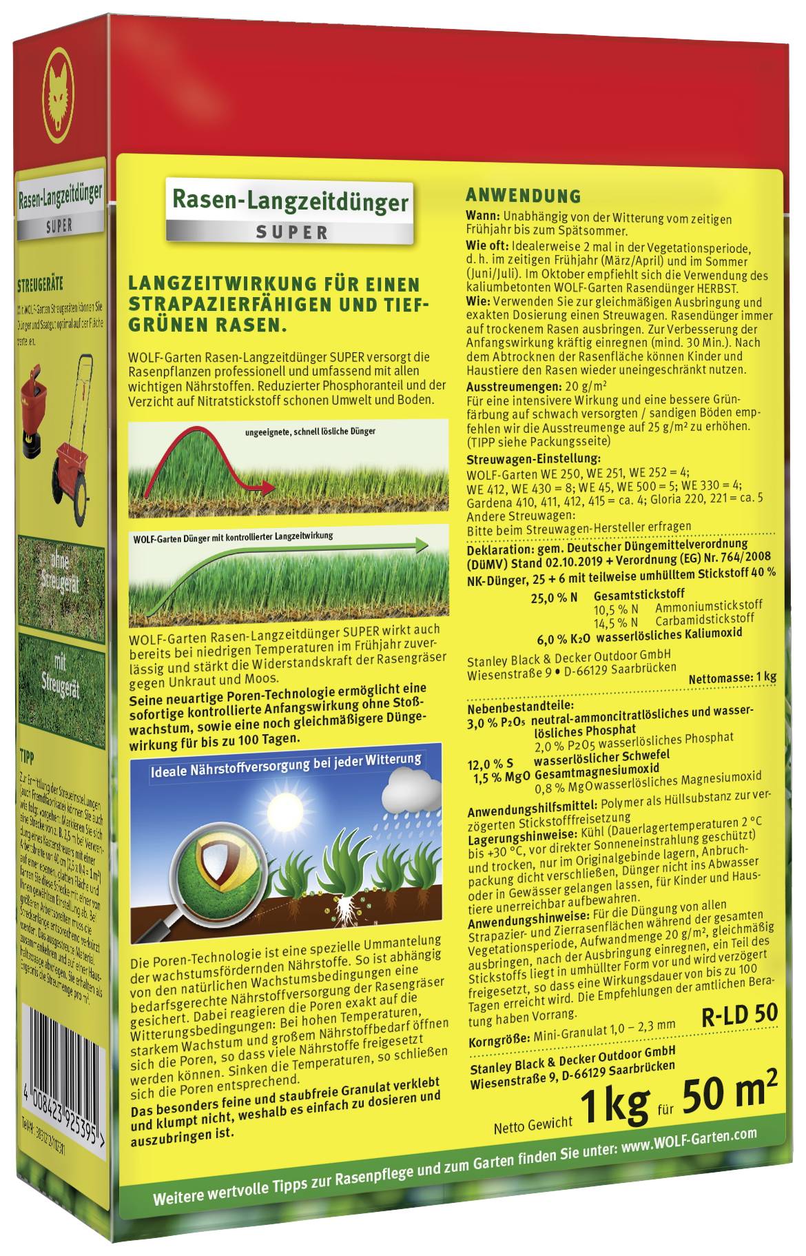 WOLF-Garten 3831015 Довготривале добриво для газону R-LD 50 - 50 м2 1 шт.