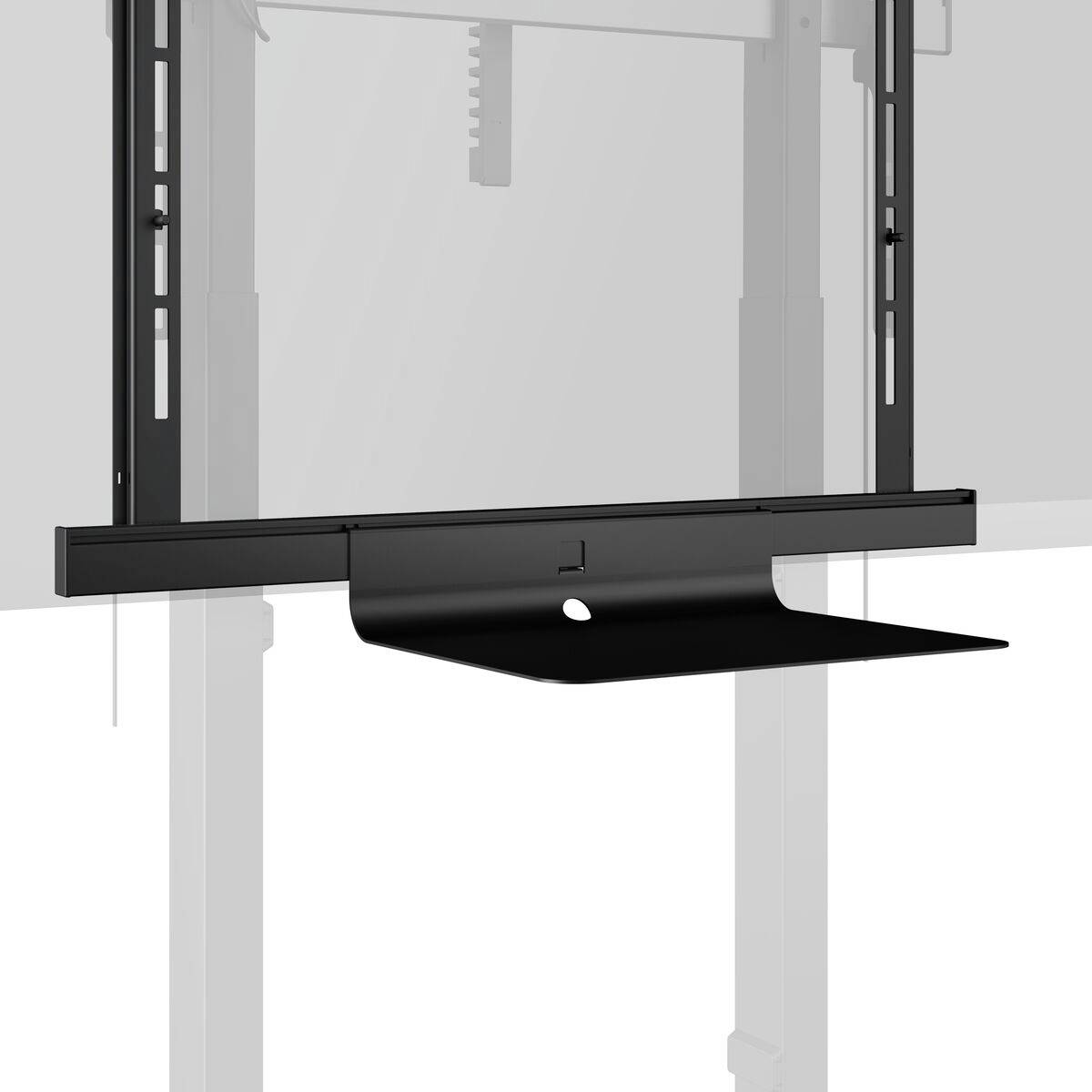 Uchwyt ścienny do TV lub monitora, czarny, odpowiedni do montażu na ścianie. Solidny, z regulowanymi ramionami do dopasowania do różnych rozmiarów.