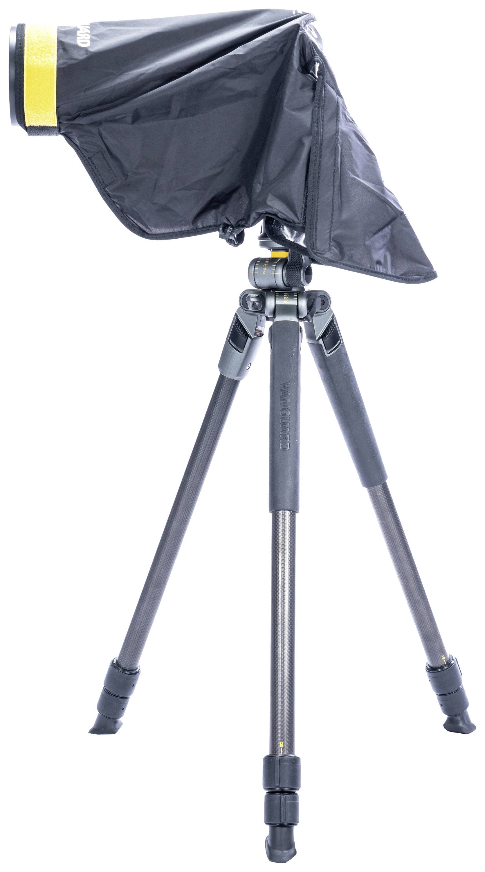 Statyw z wodoodporną osłoną nad kamerą; idealny do użycia podczas deszczu, chroniący sprzęt.