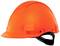 Pomarańczowy kask ochronny wykonany z tworzywa sztucznego, stosowany w celu zapewnienia bezpieczeństwa pracy na budowie.
