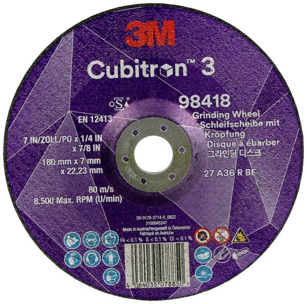 Cubitron 98418  Tarcza szlifierska Średnica 180 mm Średnica otworu 22.23 mm  10 szt.