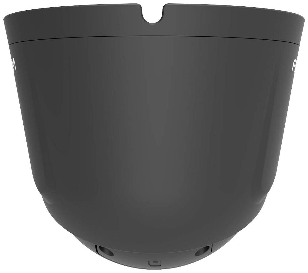 Czarna, półokrągła podstawa do wentylatora podłogowego, z otworami do mocowania i prowadzenia przewodu elektrycznego od spodu.