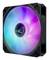 Wentylator komputerowy z kolorowym podświetleniem LED w kolorach niebieskim, fioletowym i różowym, prezentujący w centrum logo producenta gier.