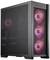 Czarna obudowa komputera z czterema widocznymi, świecącymi na czerwono wentylatorami, trzema z przodu i jednym z boku. Nowoczesny design z siateczkową przednią ścianką.