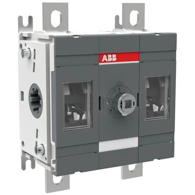 Na ilustracji przedstawiono elektryczny przełącznik marki ABB, rozpoznawalny po szarej obudowie i srebrnych płytkach montażowych po bokach.