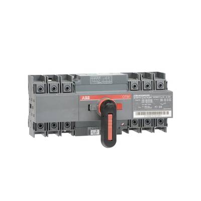 Elektryczny przełącznik ABB z czerwonym dźwignią, model OTM63F3C, przeznaczony do stosowania w elektrycznych systemach przełączających.