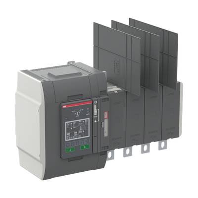 Wyłącznik elektroenergetyczny z wieloma komorami łączeniowymi i panelem sterowania, widziany z przodu. Odpowiedni do zastosowań przemysłowych.