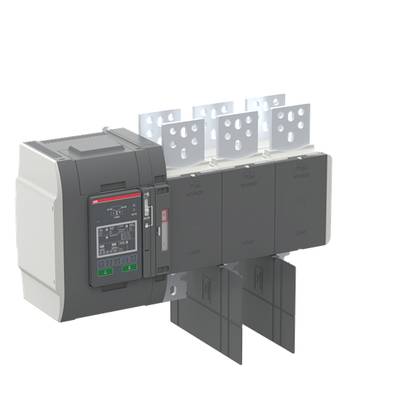 Szary i czarny wyłącznik wielofunkcyjny z wieloma płytkami przyłączeniowymi, przeznaczony do dystrybucji i sterowania obwodami elektrycznymi.