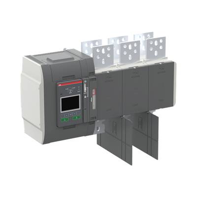 Elektroniczne urządzenie z wyświetlaczem i kilkoma metalowymi płytkami przyłączeniowymi, prawdopodobnie element przełączający lub zabezpieczający.
