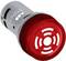 Czerwona lampa sygnalizacyjna LED z okrągłym wzorem alarmowym, odpowiednia do systemów awaryjnych i ostrzegawczych, możliwa do zamontowania w okrągłej obudowie.