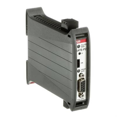 Szare urządzenie elektroniczne z wieloma portami i gniazdami; prawdopodobnie moduł komunikacyjny przeznaczony do systemów sieciowych.