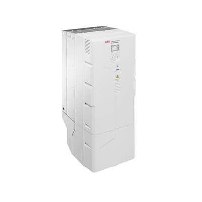 Biały, wysoki przemysłowy rozdzielnik elektryczny z małym wyświetlaczem i symbolami ostrzegawczymi na górnej części przedniej ścianki.