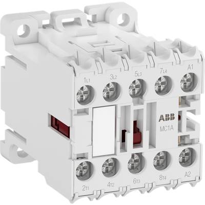 Biały, elektryczny stycznik firmy ABB z wieloma zaciskami przyłączeniowymi, odpowiedni do sterowania mocą elektryczną w instalacjach.