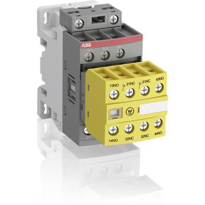 Elektromagnetyczny przekaźnik z żółtą i szarą obudową, wyposażony w kilka zacisków przyłączeniowych, służący do sterowania obwodami elektrycznymi.