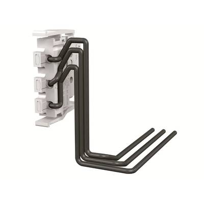 Biały elektryczny adapter w kształcie litery L z czarnymi kablami. Adapter posiada kilka gniazd do podłączenia urządzeń.