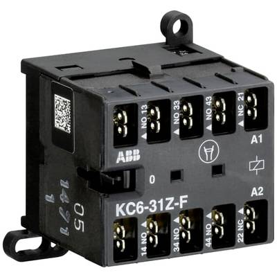 Elektromagnetyczny przekaźnik KC6-31Z-F firmy ABB z wieloma zaciskami przyłączeniowymi i kodem QR na boku.