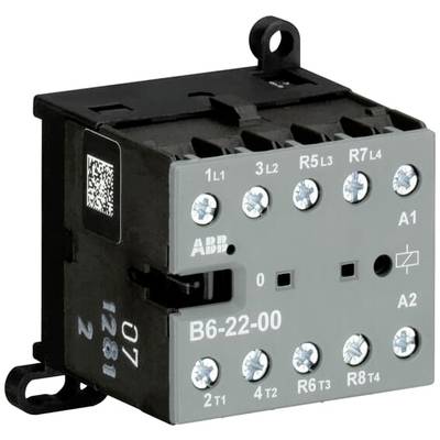 Szary elektryczny przekaźnik sterowniczy z wieloma złączami śrubowymi, numer modelu 'B6-22-00' firmy ABB, przeznaczony do systemów sterowania.