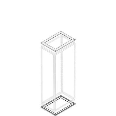 Diagram prostokątnego obiektu 3D z widocznymi ramkami i krawędziami, przedstawiający przezroczysty lub transparentny sześcian.