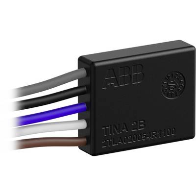 Czarny element elektryczny z nadrukiem 'ABB', 'TINA 2B' z wielokolorowymi przewodami wychodzącymi z boku.