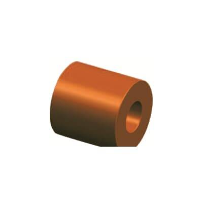 Brązowy cylindryczny kołek z otworem pośrodku, materiał nieokreślony.