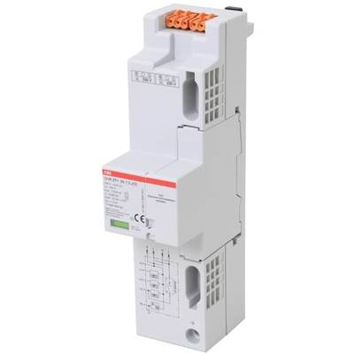 Elektryczne urządzenie w pionowym układzie z wieloma złączami u góry oraz diagramem i specyfikacją techniczną z przodu.