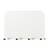 Biała prostokątna płyta z ośmioma otworami, czterema po każdej długiej krawędzi; zawiera śruby i uchwyty.