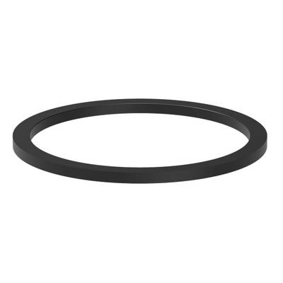 Czarny pierścień O-ring z gumy, leżący na białej powierzchni.