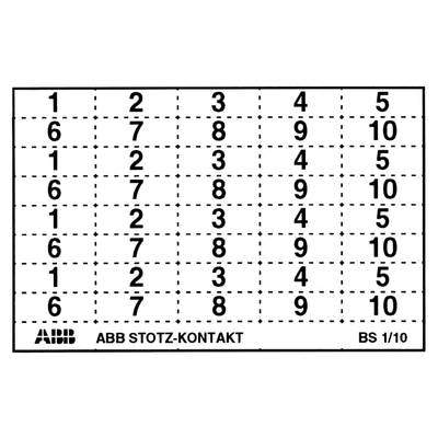 Tabela Braille'a z numerami od 1 do 10 w sześciu wierszach, opisana jako 'ABB STOTZ-KONTAKT BS 1/10'.