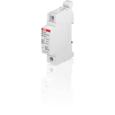 Urządzenie ochrony przepięciowej firmy ABB, jednofazowe, 230/400 V, przeznaczone do stosowania w elektrycznych systemach zabezpieczeń.