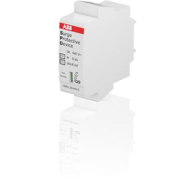 Urządzenie ochrony przeciwprzepięciowej z oznaczeniem 'ABB', przystosowane do 460 V i 5 kA. Urządzenie jest białe i przeznaczone do elektrycznych szaf rozdzielczych.