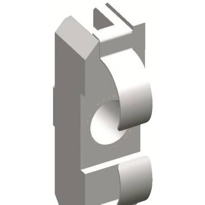 Szary, trójwymiarowy model części mechanicznej z elementem cylindrycznym i prostokątnymi wypustkami.