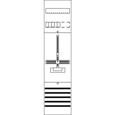 Diagram pięciu skal bez oznaczeń, z przyciskiem sterowania pośrodku, czterema suwakami wokół niego oraz pięcioma paskami poniżej.
