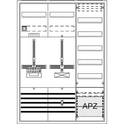 Schemat elektryczny z wieloma przełącznikami i przewodami, z oznaczeniem 'APZ' z boku.
