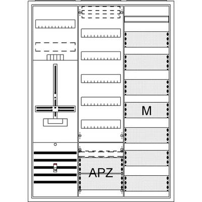 Schemat elektryczny instalacji z zaznaczonymi obszarami 'M' i 'APZ'. Przedstawia rozmieszczenie i połączenia elementów elektrycznych.