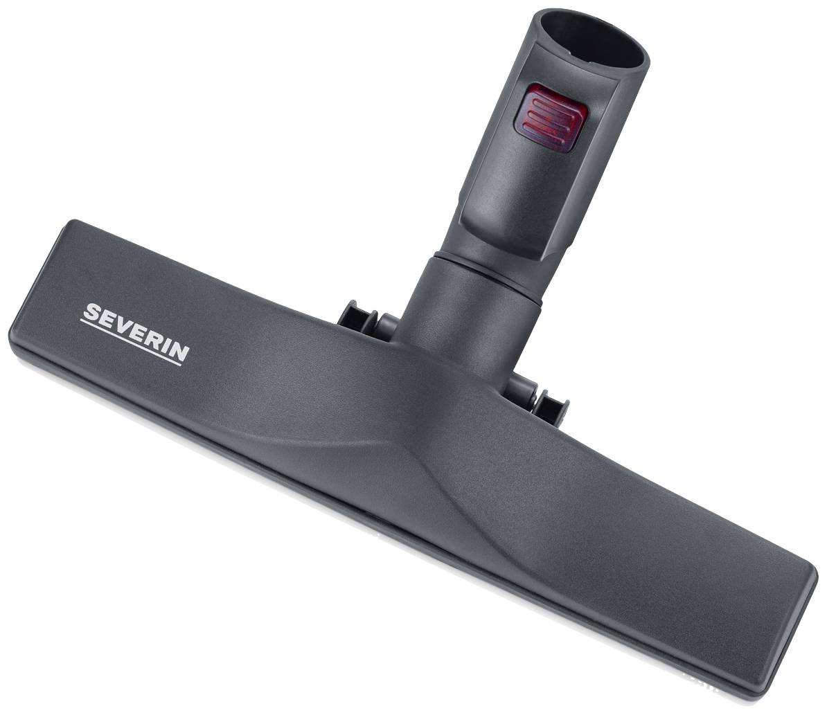 Dysza do odkurzacza Severin, czarna z czerwonym przyciskiem, odpowiednia do różnych rodzajów podłóg.