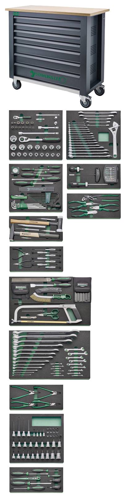Асортимент преміум-інструментів 267 предметів з мобільним верстаком WB625 / 7 шухляд Stahlwille 98830181, (Ш x В x Г) 1150 x 1045