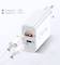 Biała ładowarka naścienna z dwoma portami: wyjście 1 to USB, wyjście 2 to USB-C. Na urządzeniu widnieje napis 'QC3.0 optymalnego ładowania'.