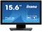Monitor o przekątnej 15,6", firmy iiyama, model ProLite T1634MC, z matrycą IPS i technologią PCAP. Czarna ramka, niebieski ekran w tle.
