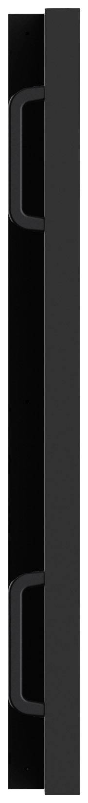 Pionowy czarny słupek z szarymi uchwytami po bokach.