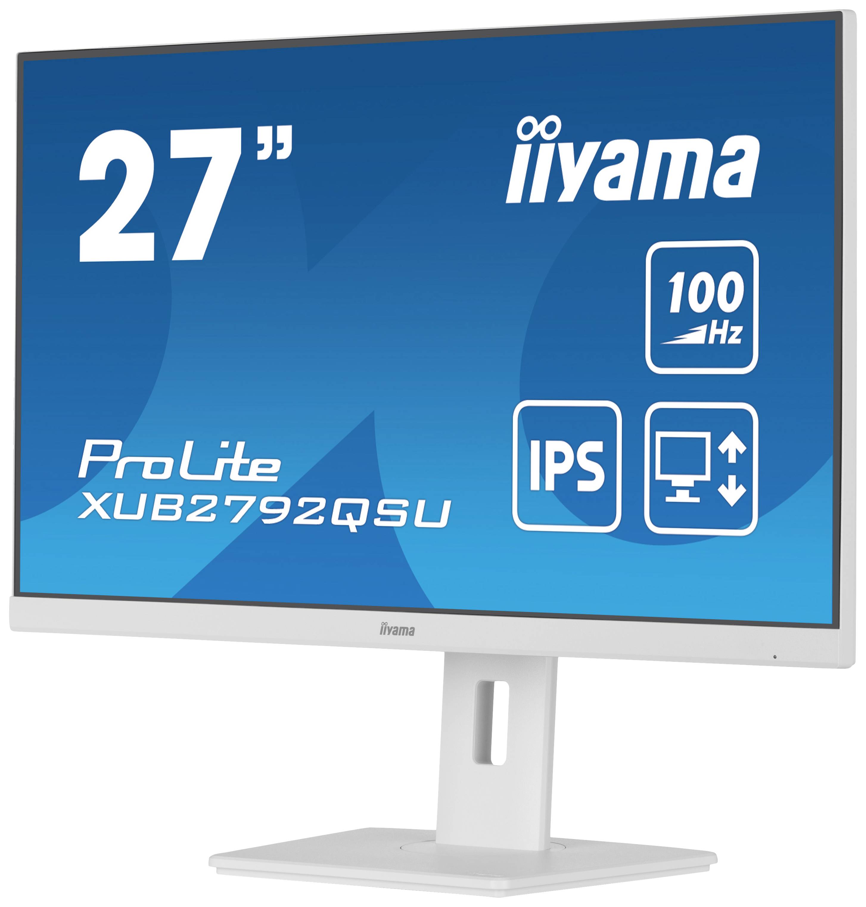 27-calowy monitor iiyama, model ProLite XUB2792QSU, panel IPS, 100 Hz, w kolorze białym