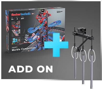 Uzupełnienie do zestawu konstrukcyjnego, który przedstawia tor dla kulek. Zawiera element dobudowy oraz ilustracje zestawu.