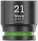 Nasadka udarowa Wera o numerze '21', model '8790 B Impaktor', wykończenie czarne, zielony pierścień na dolnej krawędzi.