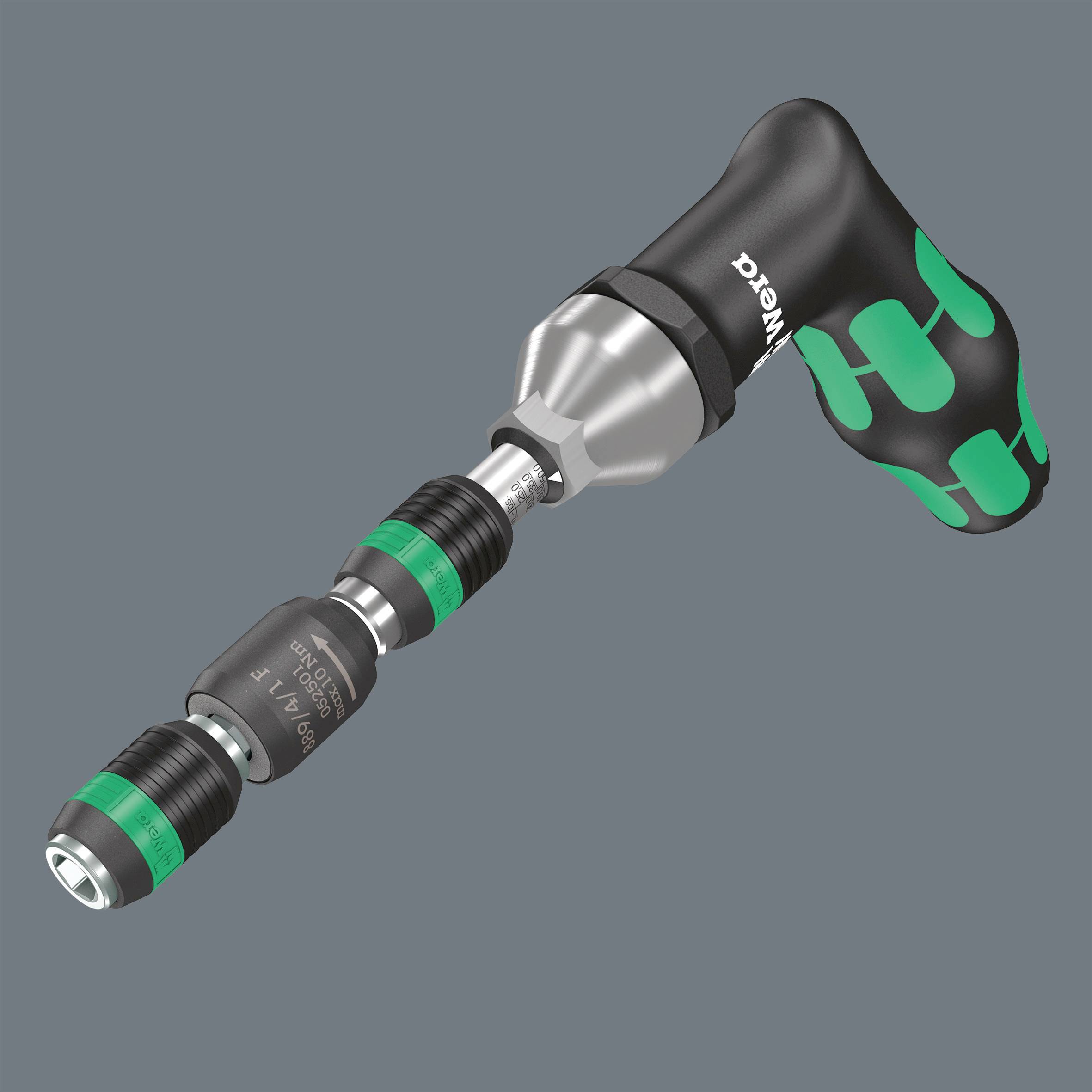 Akumulatorowy wkrętak z ergonomicznym uchwytem na szarym tle, prezentujący nowoczesny design z czarnymi i zielonymi akcentami.